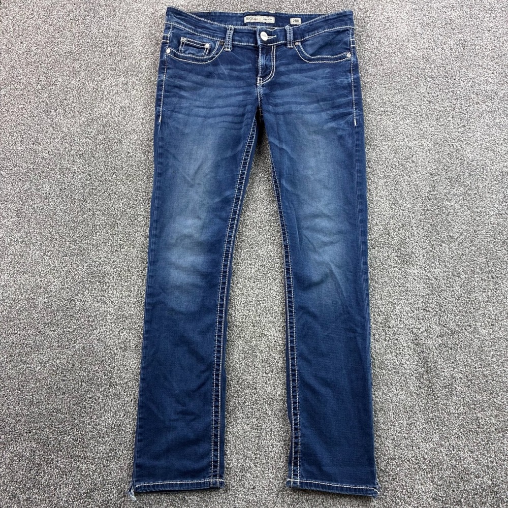 BKE Payton Jeans Women's 28R Blue Denim Straight Leg Contrast White Stitch